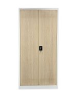 Szafa biurowa metalowa 1950 x 900 x 450 mm JF-C34 w kolorze białym z imitacją jasnego drewna - 1