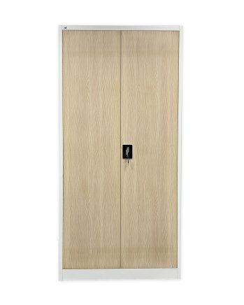 Szafa biurowa metalowa 1950 x 900 x 450 mm JF-C34 w kolorze białym z imitacją jasnego drewna - 1