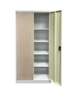 Szafa biurowa metalowa 1950 x 900 x 450 mm JF-C34 w kolorze białym z imitacją jasnego drewna - 3