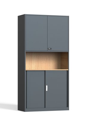 Szafa biurowa metalowa 1800 x 900 x 390 mm z drzwiami skrzydłowymi i przesuwnymi HDW-C-K04 - 1