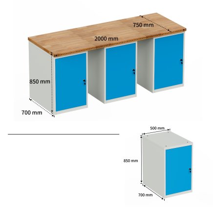 Stół warsztatowy z kontenerkami HD_20DDD - 5