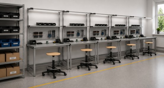 Stoły z systemu profili prostokątnych