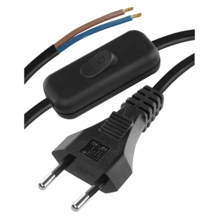 Kabel zasilający z wyłącznikiem 2 m (2×0,75 mm²) – czarny