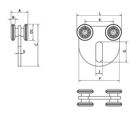 Wózek czterokołowy kulkowy uniwersalny V_vozik_SCML - 2