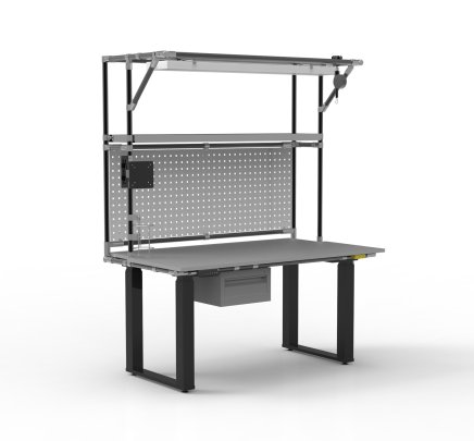 ESD Elektrycznie regulowany stół roboczy z nadstawką