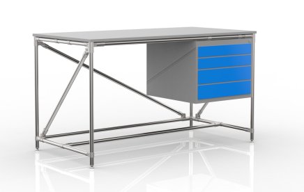 Stół warsztatowy z kontenerkiem i 4 szufladami, szerokość 1500 mm, 240405310