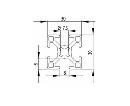Profil aluminiowy 30x30, MI30x30 B8  1 m + cięcie na wymiar - 2