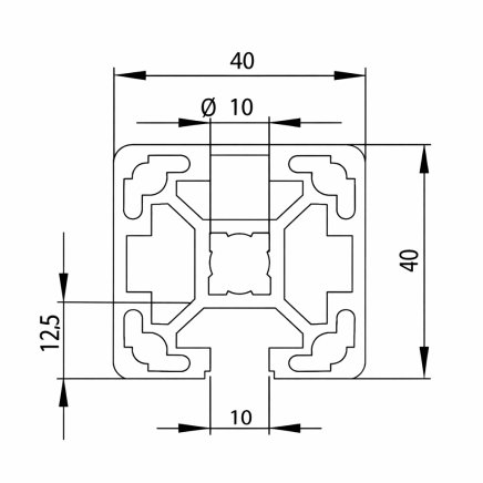 Profil aluminiowy 40x40, MI40x40L B10  1 m + cięcie na wymiar - 2
